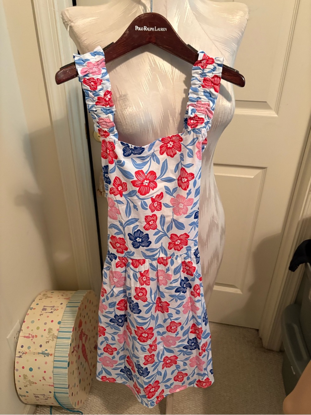 Crewcuts girl size 12 Floral Strap Sundress in Red, Blue & White $89.50 NWT